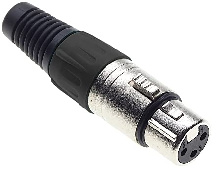Keple 3-polige XLR-Buchse, schwarz - Buchse für Audio-Mikrofon-DMX-Stecker, nicked-plated Adapter, Metallstecker mit Kunststoffgehäuse