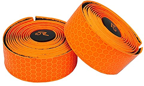 Griffriemen PU. Leder-Lenkerband Anti-Rutsch-Fahrradgriffe Kork mit Geschenk Wrap MTB Rennrad Zubehör 998 (Color : Orange)