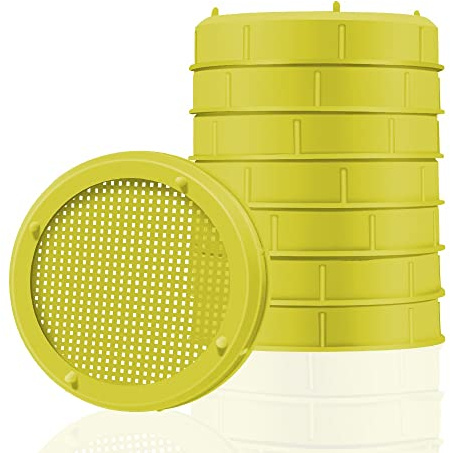 Picowe Plastic Sprouting Lids, Sprouting Jar Strainer Lid, for 86mm Wide Mouth Mason Jars, Canning Jars, Suit for Grow Bean Sprouts, Alfalfa, Salad Sprouts(8 Pack,Yellow)