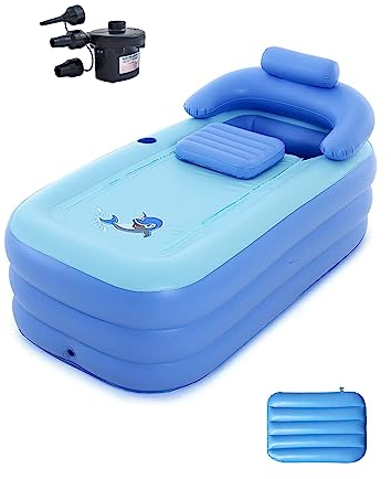 Vasca da bagno gonfiabile per adulti | Pompa elettrica e design a 3 camere | Vasca pieghevole portatile per bagno, balcone e campeggio