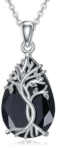 YFN Lebensbaum-Halskette Sterlingsilber schwarzer Turmalin keltischer Lebensbaum-Anhänger Lebensbaum-Schmuck Geschenke für Frauen Teenager Mädchen Geburtstag