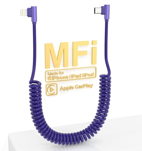USB Type C to Lightning Cable 6FT, Coiled USB-C to Lightning Fast Charging Cord for Car's Apple CarPlay [MFi Certified] Short USBC iPhone Charger Cable for iPhone14 13 12 11 Pro Max X 8 7 Series iPad