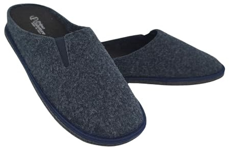 Ottime Pantofole Chiuse da Uomo, Ciabatte Invernali per Casa, Slippers Pelose in Lana, Fondo in Feltro Antiscivolo, Soletta in Memory Foam, Plantare Estraibile, 100% Made in Italy (Blu, 43)