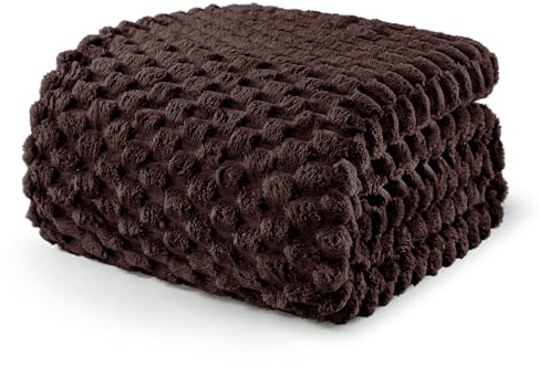 Exclusivo Mezcla Kuscheldecke Flauschig 220 x 240 cm Fleecedecke Braun | Decke, Sofadecke, Tagesdecke, Wohndecke, Jacquard-Überwurfdecke, für Bett und Sofa, Leicht, Weich, Warm, Maschinenwaschbar