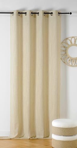 LINDER - Wool Net Curtain - Gun-Coloured Eyelets - Heather Linen Colour - 145x280cm - 67% Wool 17% Polyester 15% Linen - Woven and Dyed in France - Lana Collection