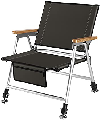 MOOWI Camping Stuhl Faltende Lounge-Stühle Tragbarer Leichter, Leichter Fischstuhl mit anhebbaren Beinen abnehmbares Kissen for Camping-Strandmeer Anglerstuhl (Size : Black with Bag)