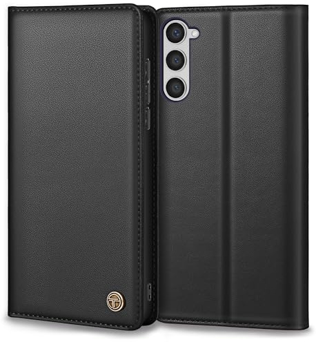 Handyhülle für Samsung Galaxy S23 Hülle Mit Schutzfolie Premium Leder Schutzhülle für Samsung S23 Hülle [Kartenfach] [Magnet] [Stand] Klapphülle Handyhülle Samsung Galaxy S23, Schwarz