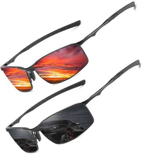 LEDING&BEST Polarisierte Sonnenbrille Herren Damen UV-Schutz Fahrerbrille | Ultraleichte Metall,Verstellbare Nasenpads,Rutschfest,CAT 3,Pilotenbrille,Sportbrille,Angeln,Autofahren,Outdoor,Reisen/Strand