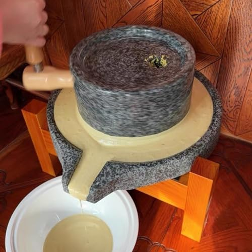 Large Dry/ Wet Grinding Stone Milling Machine Tools Women, Hand Crank Grinder Pulverizer for Nutmeg/ Spices, Craft Teaching Ornaments, 25x40cm