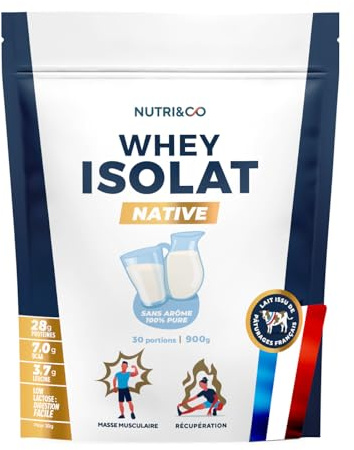 NUTRI&CO Whey Isolate Native | Jusqu’à 94% de Protéines | 900gr Neutre