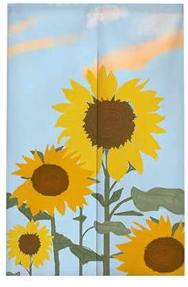 Türvorhang Abstrakte Sonnenblumengelb Küchenvorhänge Polyester Raumteiler Vorhang Kurz Scheibengardinen mit Teleskopstange Vorhänge Kurz Türvorhang Insektenschutz Fliegenvorhang Terrassentür 80x120cm
