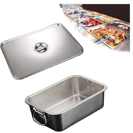 NJDQFA Stapelbar Gastro Behälter Mehrweg, Rechteckig Edelstahl Gastronomiebehälter,Lebensmittel Lagern Behälter,36 * 27cm,10cm