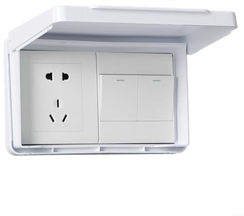 EpheyFIF Wandschalter-Steckdosenabdeckung, Wandschalter-Frontplatte, Badezimmer-Wandschalter-Abdeckung für Typ 86 Doppelsteckdose, Howsehold Steckdosenschalter-Schutzabdeckung, 20,5 x 12,5 x 2 cm