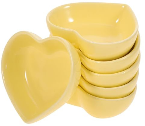 Mikinona 6pcs Heart Shaped Sauce Plate Food Dipping Plates for Oil Vinegar Seasoning for Kitchen Dining Table Decor