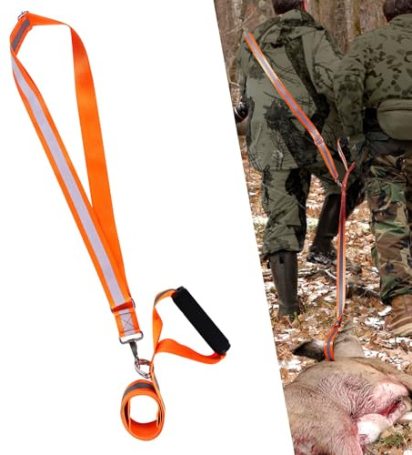 XIHIRCD Corde Traînée Cerf, Corde Traînée pour Chasse Cerf avec Bretelles Réfléchissantes Connecteur Détachable Outil Traînée pour Cerf Facile à Transporter Harnais et Accessoires Chasse au Cerf