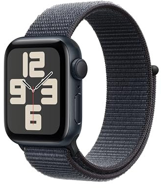 Apple Watch SE (2. Generation) GPS 40 mm Smartwatch mit Aluminiumgehäuse in Mitternacht und Sport Loop in Tinte (One Size). Fitness und Schlaftracker, Unfallerkennung, Herzfrequenzmesser, CO₂ neutral