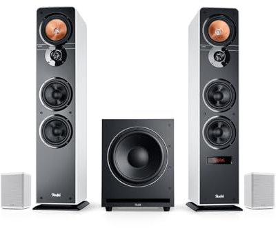 Teufel Ultima 40 Active Surround Sound System – Altoparlante attivo con altoparlante posteriore attivo wireless e potente subwoofer, Bluetooth aptX, Dolby Audio, HDMI ARC CEC – bianco (bianco)