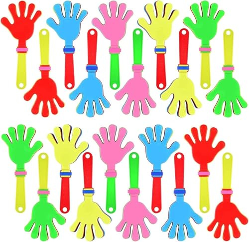24 Pack Hand Clappers, Mini Plastic Hand Clappers Noisemakers Colorful Party Noise Maker Cheer Clapping Hands for Game, Birthday Party, Gift Supplies(18.5cm)