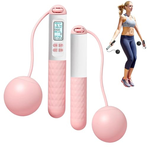 Ropeless Skipping Rope - Cordless Jump Rope With Digital Counter, Portable Wireless Jump Ropes, Ropeless Skipping Ropes For Women Men Adults Kids Fitness, Workout Exercise Cardio (Pink)