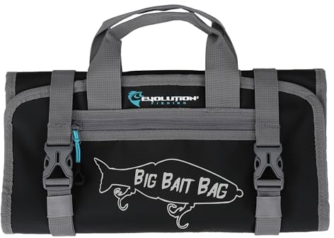 Evolution Fishing Große Ködertasche, 35,6 cm, aufrollbare Ködertasche, langlebig, tragbare Aufbewahrung für große Köder und Ausrüstung