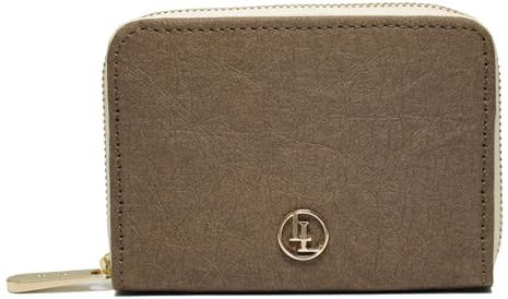 Locklair Damen Portemonnaie aus veganem Papierleder, Kleine Frauen Geldbörse mit RFID-Schutz (Dunkelbraun/Beige)