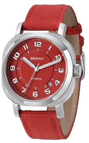 BERNY Montre Mecanique pour Femmes Montre-Bracelet Automatique Etanche Montre Analogique à Quartz en Acier Inoxydable Cadran à Rayons Solaires Cadeau d'anniversaire de Luxe