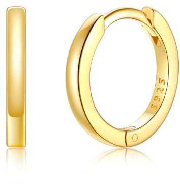 Silvora Kleine Creolen Silber 6mm/8mm/10mm/12mm/14mm/16mm/18mm/20mm Damen | 925 Silber Ohrringe Hoop Huggie Creolen Silber/Gold/Schwarz/Rosegold Schläfer Kreolen für Frauen Herren Männer