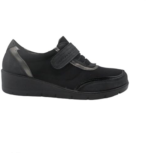 mysoft - 24M506 Zapato Sport Casual con Cierre de Cinta Textil Adhesiva, cómodos para pies delicados Mujer Color: Negro Talla: 39