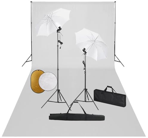 LAPOOH Kit Studio Fotografico con Luci Ombrelli Fondale e Riflettore,Studio Foto,Fotografia,Illuminazione e Studio,Luci e Flash da Studio -3067078