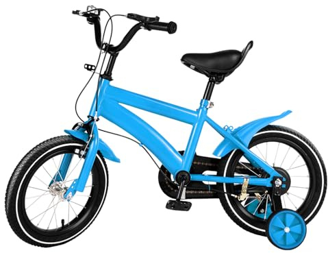 JJsdwin 14 Zoll Kinderfahrrad, Kinder Fahrrad mit Stützrädern Ab 3 Jahre, Kinderfahrräder für Jungen und Mädchen, Höhenverstellung