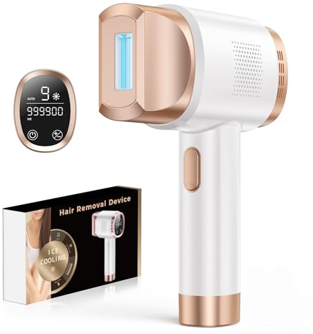 Epilatore Laser di Raffreddamento e 9 Opzioni Livello di Energia, Modalità Automatica,999.900 Flash Ideale per il Corpo della Donna,Gambe, Braccia e Ascelle,Bianco