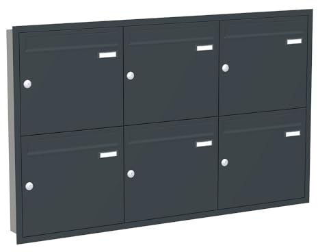 KNOBLOCH Briefkastenanlage | Unterputz | 6-Fach | Anthrazit RAL 7016 | senkrecht | optional 2. Namensschild & 3 Schlüssel