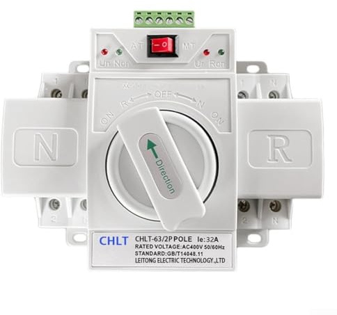 Jonikuper Interruttore di trasferimento automatico a doppia alimentazione 32A 63A tipo CB 2P 4P 400V AC 50Hz 60Hz interruttore di commutazione con tempo di conversione veloce ≤2s (63A/2P)