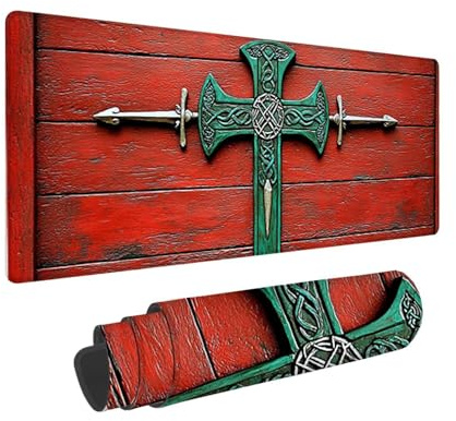 Alfombrilla Ratón Gaming XXL, Gaming Mouse Pad 1400 x 600 mm, Protector Escritorio Antideslizante, Alfombrilla de Ratón Espada, Mousepad Grande, Tapete Raton para Jugadores de PC, Oficina h-430