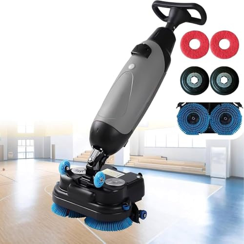 ZHPPED Autolaveuse compacte Professionnelle avec réservoirs séparés de 4 L et 6 L, brosses de Nettoyage motorisées de 45 cm (18 Pouces), sans Fil et alimentée par Batterie 36 V. A Grey