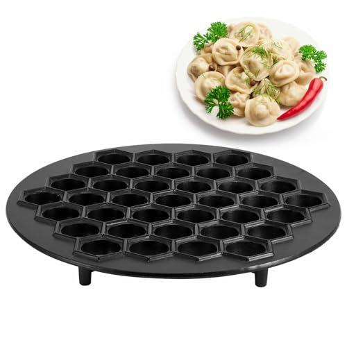 Duokon Pelmeni Maker, Teigtaschenfomer aus Aluminiumlegierung, Gulliver Teigform für 37 Pelmeni, DIY Form, Für hausgemachte gefüllte Teigtaschen, Pelmeni, Ravioli, Knödel, Geschenke (Schwarz)