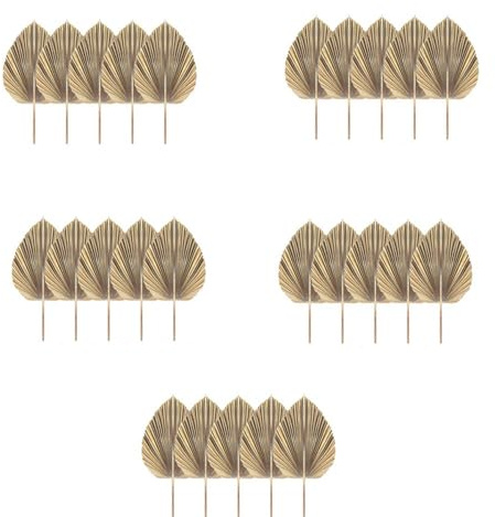Ehwisbe 25 Hojas de Palma Secas Naturales, Abanicos de Palma Tropical, Decoración de Hojas Secas Bohemias para El Hogar, Cocina, Boda