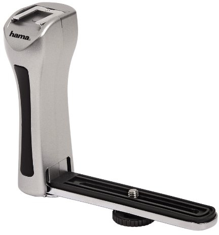 Hama Klappbare Blitzschiene für Camcorder mit Stativgewinde, Mit ergonomischen Handgriff, 125 x 130 mm, Digi Klapp, Silber