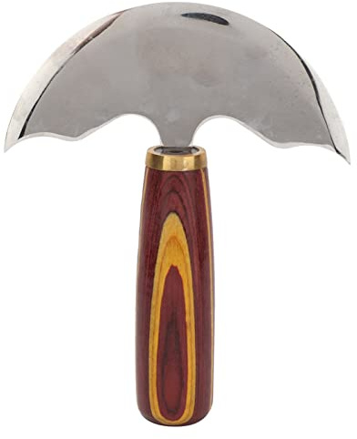 Cuoio a testa tonda Strumento di correzione Manico in legno con acciaio inossidabile per lavorazioni Leathercraft (L)