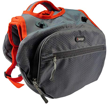 iEnergy™ MAE Hunderucksack - 2in1 Geschirr und Abnehmbarer Rucksack für Hunde - Wetterfest und inklusive Zwei Trinkflaschen mit Thermotaschen (Klein)