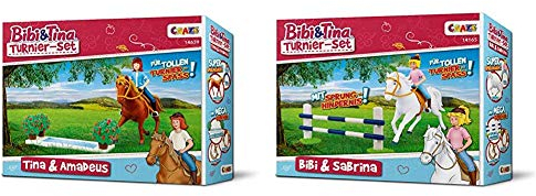 CRAZE BIBI & Tina Turnier-Set Spielfiguren Pferdefiguren Tina und Amadeus & BIBI & Tina Turnierset mit Reiterin Pferd Bibi und Sabrina inkl. Reitzubehör Spielfiguren zum Sammeln 14165