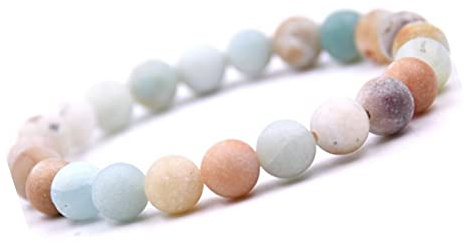 Unique Gems Damen frosted Amazonit Armband Naturstein Perlenarmband 8mm elastisch handgefertigt Made in Germany Geschenk für Frauen