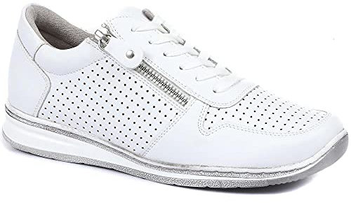 Pavers Women's Breathable Lace-Up Trainers in White - Shoes with Supportive Insole & Metallic Accents - Ladies Sports Footwear - Size UK 7 / EU 40