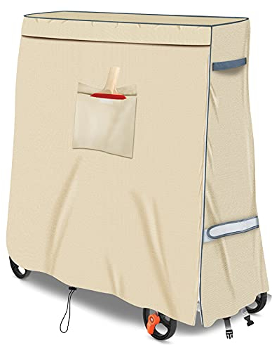 Tischtennis-Abdeckung, 600D wasserdichtes Oxford-Tuch, General Edition, 165 x 71 x 180 cm, mit Tasche und Reißverschluss, Khaki