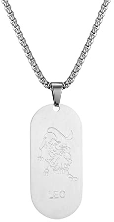 AFSTALR Collier Signe Astrologique Leo Pendentif Argent Zodiaque Collier Cadeau de Noël Hommes