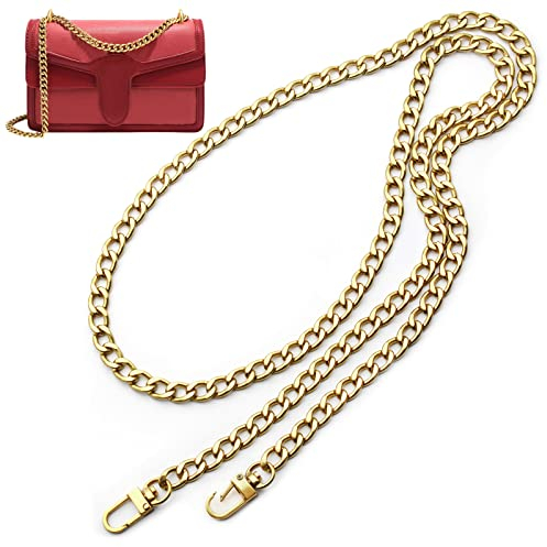 Anvin Taschenkette Gold 120cm, Metall Taschengurt Kette Handtasche Taschenriemen Kette Ersatz Schulterriemen mit Karabiner für Taschen Umhängetasche Geldbeutel Kette(1 Stück,Gewicht 135g)