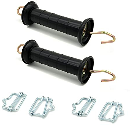 Plastic Electric Fence Gate Handle with Polytape Splicer,Spring Gate Handle with Poly Tape Buckle. (2)