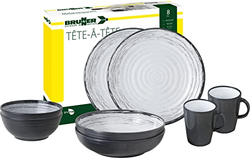 Brunner 0830143N.C3S Campinggeschirr Set für 2 Personen, Tête-À-Tête Granada, 8-teilig