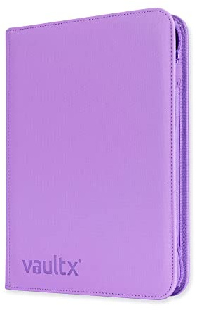 Vault X Álbum Exo-Tec con Cremallera, para 360 Cartas Coleccionables, 9 Bolsillos, 20 Páginas de Carga Lateral (Morado)