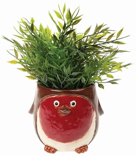 Shudehill Giftware Village Pottery Robin Indoor Red Planter Medium